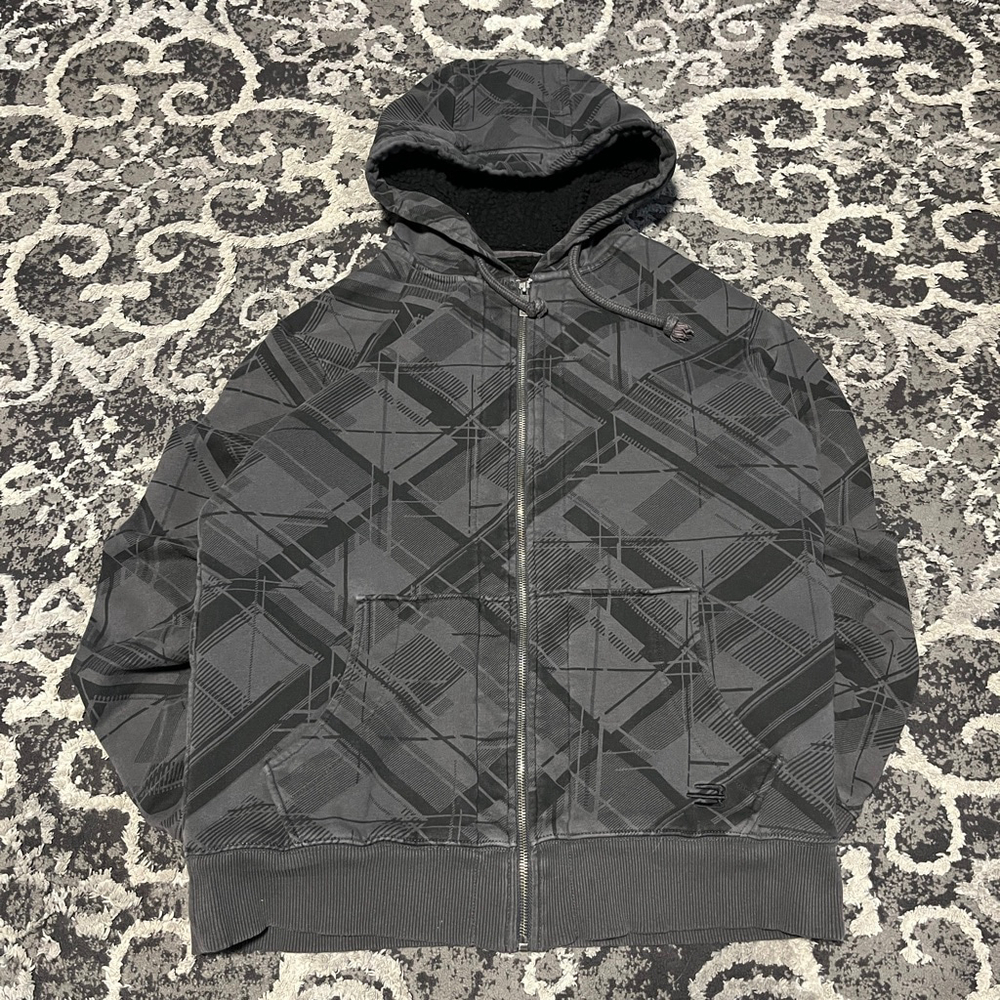 Men's BRODY Gray Black Plaid Zip up Hoodie M